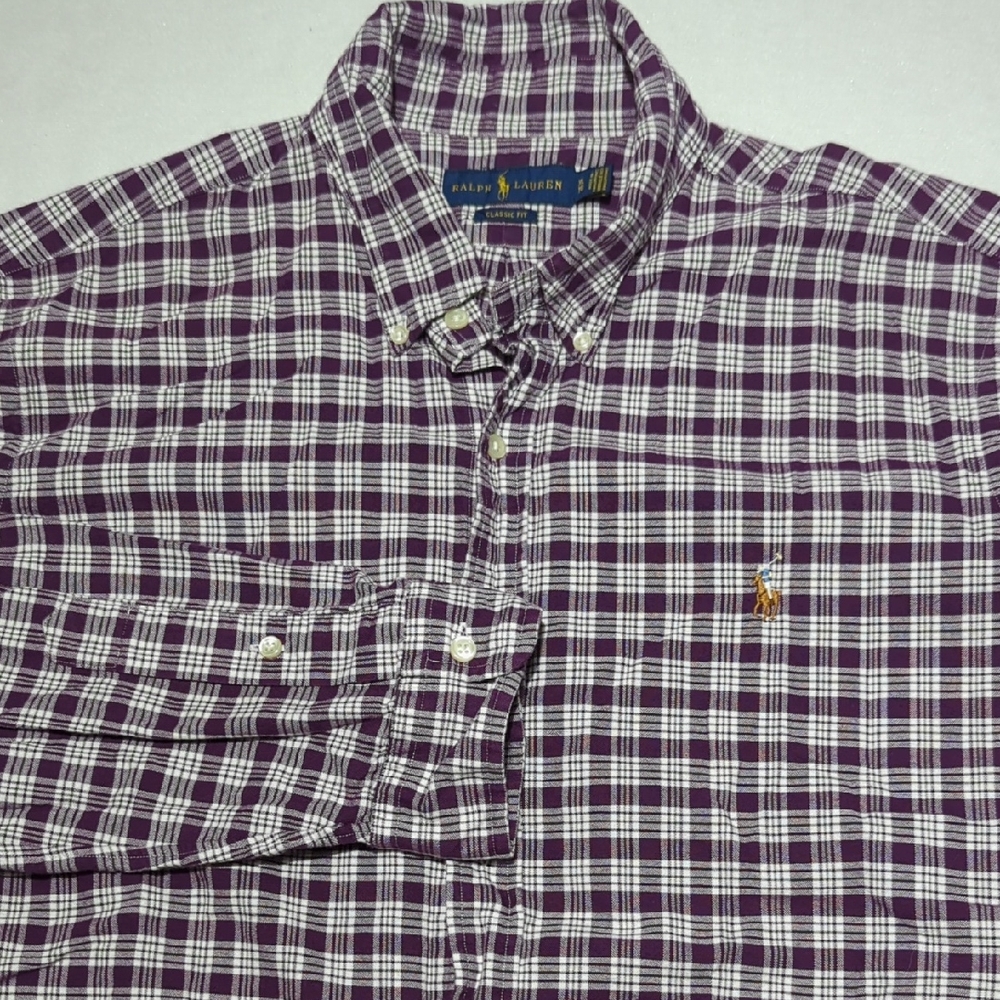 Polo Ralph Lauren Classic Fit Plaid Long Sleeve Button-down Mens Shirt‎ Size XL